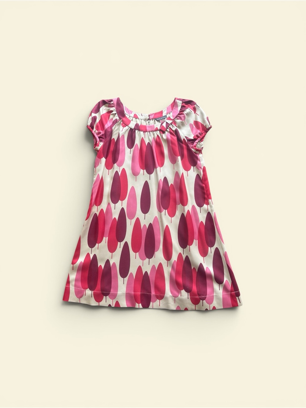 Orla Kiely Pink and Cream Graphic Bow Neck Dress - Sz 1 - Picture 1 of 6